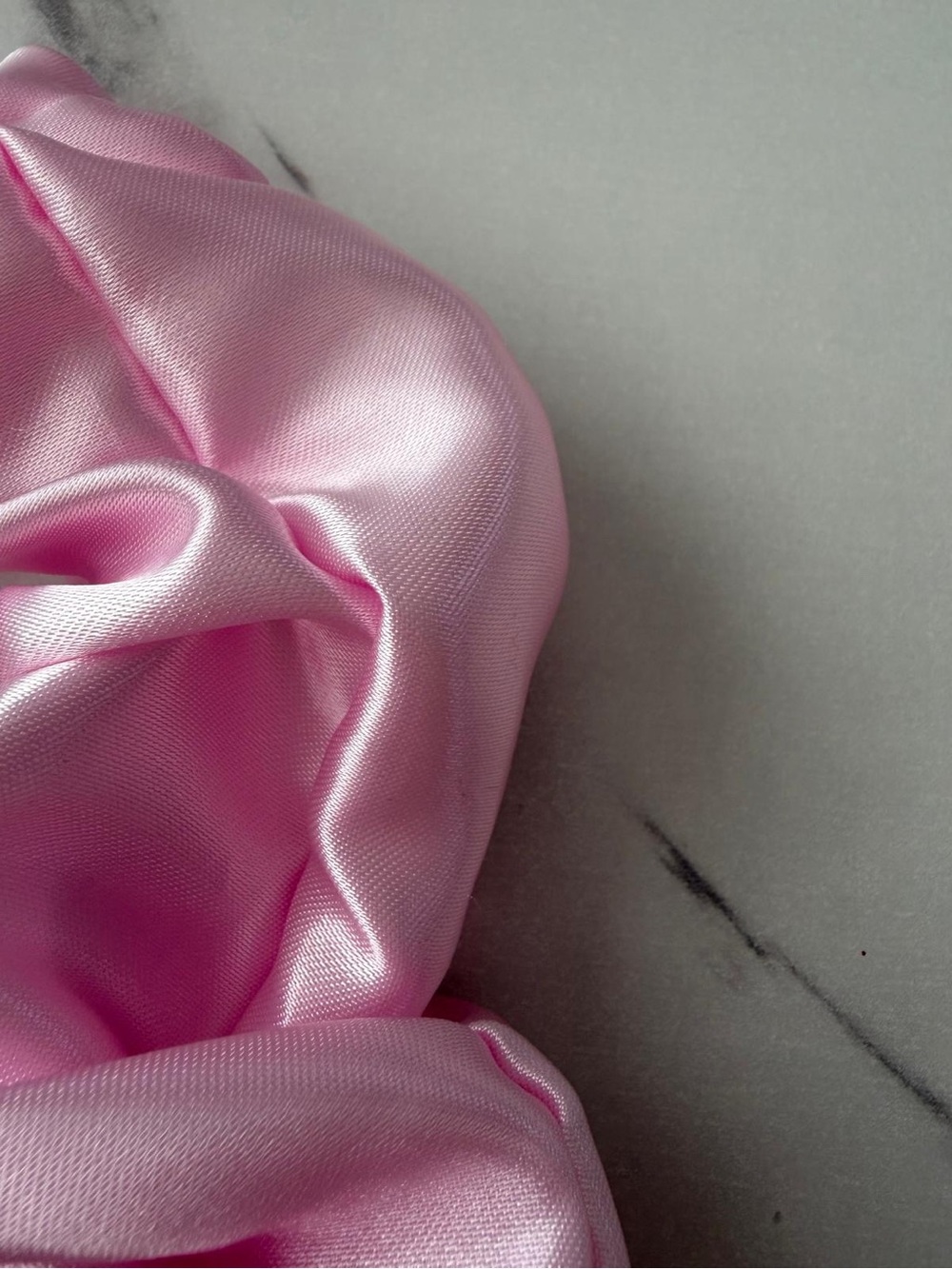 Pink Satin Hair Scrunchie - Soft Elastic Ponytail Accessory - Picture 4 of 4